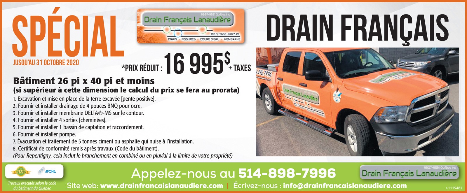 Promotion octobre 2020 - Système de drainage complet