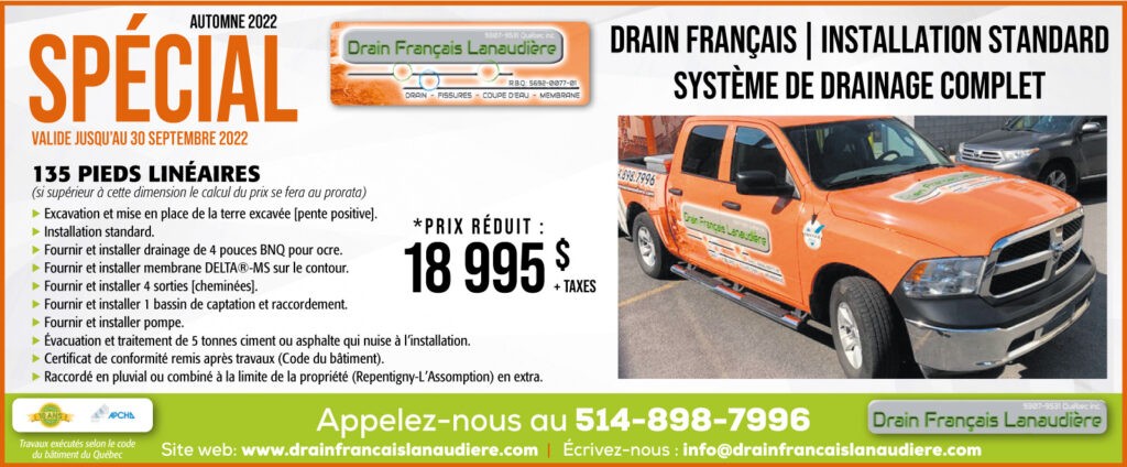 Promotion automne 2022 - Système de drainage complet