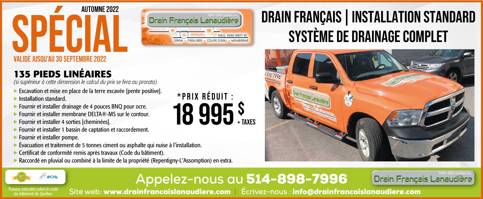 Promotion automne 2022 - Système de drainage complet